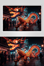 AI数字艺术新年春节传统舞龙舞狮图片-众图网