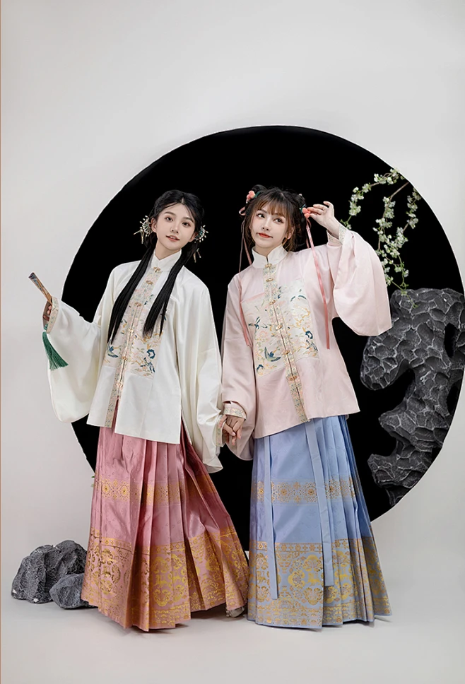 花朝记｜画堂春｜秋冬汉服｜织金妆花补子｜明制竖领对襟袄马面裙-淘宝网-花瓣网