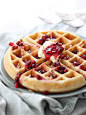 Coconut Waffles with Pomegranate Syrup