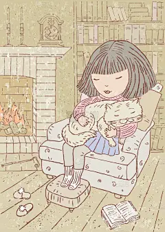 小女孩在温暖的家