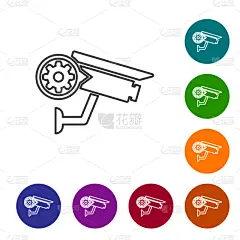 嵌齿,白色,线图标,监视器,灰色,警官,轮廓,直的,服务,监视