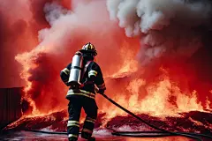 火灾防火消防消防员救火背影插画图片