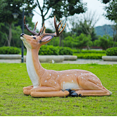 tomjieli采集到仿真梅花鹿摆件麋鹿模型园林景观小品雕塑