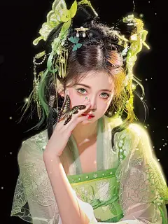 手机也可以拍出插画感写真啦！绿蝴蝶拟人 - 甜酒不甜～