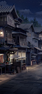 古风小镇夜晚