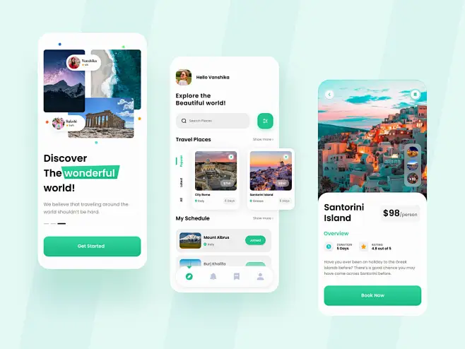UI设计app ui界面设计旅游app旅行app旅游圆角风旅行-花瓣网