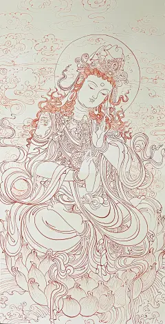 白描观音像 - 小红书