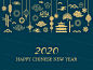 2021中国牛年新年快乐东方传统风格横幅海报贺卡矢量插画素材 Happy chinese new year :