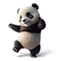 Funny panda dancing, 3D illustration on isolated background