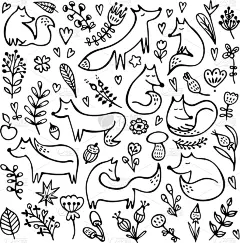 狐狸,乱画,秋天,背景,可爱的,华丽的,野生动物,壁纸,布置,复古