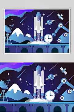创意火箭未来科技宇宙矢量素材