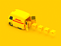 Animation for DHL transport sending yellow car 3d shipping delivery an