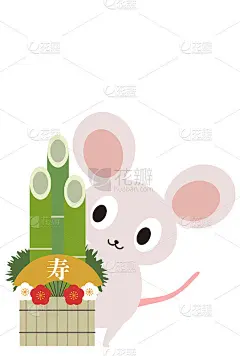 New Year's card illustration of cute rat