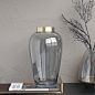 定制 密度/ 北欧轻奢金属灰色玻璃花瓶 家居客厅假花插花花器装饰摆件
