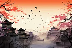 水墨江南风插画绘画