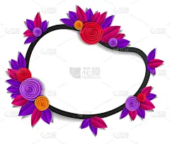 背景与鲜花和秋叶剪纸风格，复制空间的文字，矢量秋天花卉插图。婚礼请柬或浪漫的贺卡。