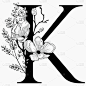 印有花压字品牌,品牌名称,动物手,英文字母K,自然,请柬,高雅,字母表次序,绘制,花