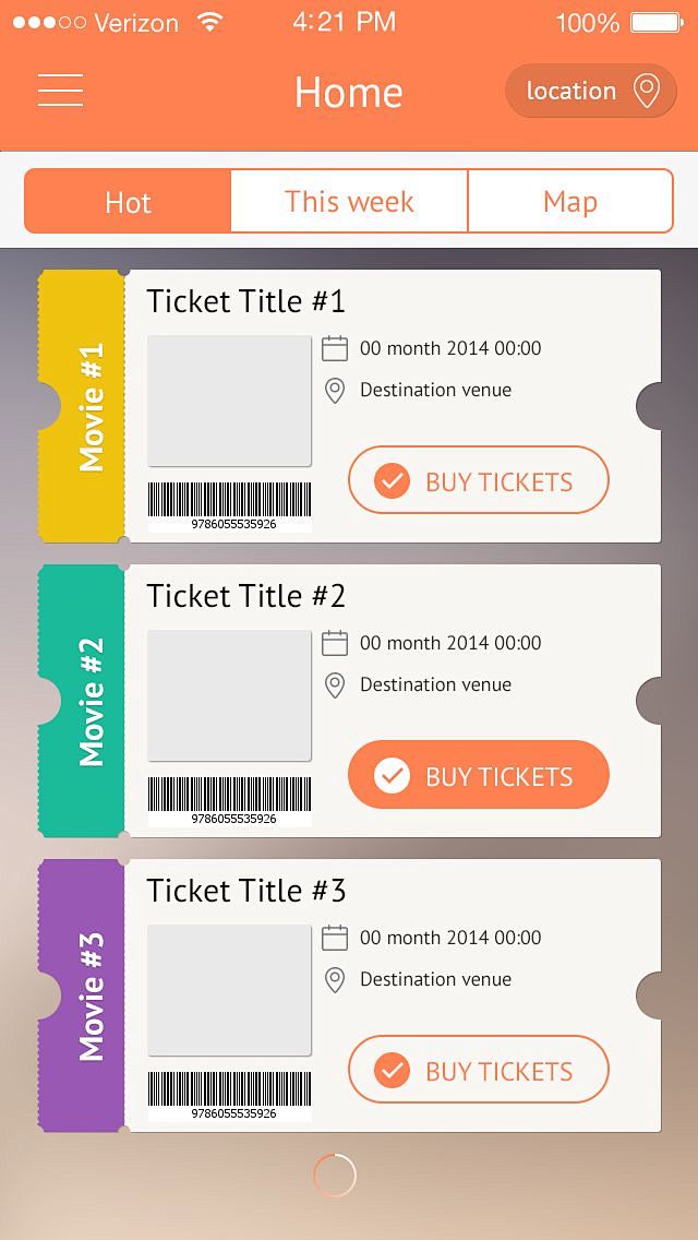 Ticketing app displa...