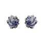 高级珠宝耳环 耳环，白18K金，斯里兰卡枕形切割蓝宝石（4.83克拉和3.61克拉），蓝宝石，缟玛瑙，圆形明亮式切割钻石。