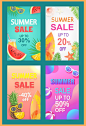 精品夏日商场促销海报折扣女装美食绿植插画海报平面矢量设计素材-淘宝网