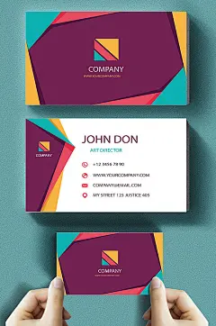 玫红色高端大气商务名片-众图网