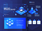 CRE Landing page app square link product color 2.5d illustration block chain blue web ux ui design