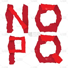 一套N, O, P, Q字母由撕纸制成。矢量设计元素的海报，标志，广告，模板，横幅，图标，笔记，剪贴