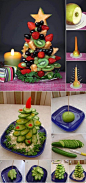 fruit and veggie trees such a great Christmas party decoration I idea for the food or snack table!!! <3