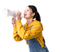 摄图网_400279083_拿着扩音器喇叭的女学生（非企业商用）