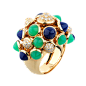 Paris Nouvelle Vague戒指 - 18K黄金，钻石，彩色宝石 - 戒指 女士系列 - Cartier