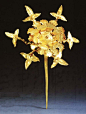 牡丹形金簪，明洪武，1978年南京中华门外戚家山俞通源墓出土。