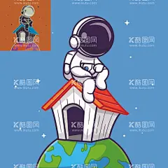 Q版宇航员探险屋顶  - 源文件下载【酷图网】航员,航天员,卡通航天员,宇宙人,可爱宇航员,宇航员矢量图,宇航员插画,航天员矢量图,航天员插画,太空人,手绘宇航员,手绘航天员,Q版宇航员,Q版航天员