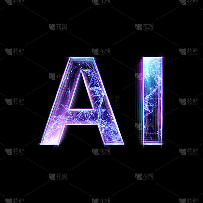 铭文AI，人工智能，全息图，暗背景。人工...