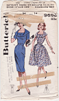 Vintage 1950s Sewing Pattern - Unusual Draped Collar Dress with Full or Slim Skirt - Butterick 9695, Bust 34