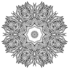 黑白填色线稿花型线条曼陀罗艺术风格图腾矢量/eps源文件素材-淘宝网