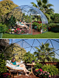 Garden Igloo "Four Seasons" A multipurpose geodesic dome designed both as a winter garden and a summer canopy.