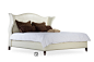 TALMD新中式风格 白色简约时尚真皮实木雕刻双人床 婚床定制 