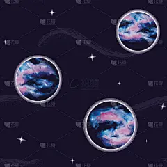 向量星系行星在空间与恒星背景无缝模式背景。完美的织物，墙纸和剪贴簿项目。