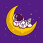 宇航员睡在月亮上，卡通矢量图插画矢量图素材