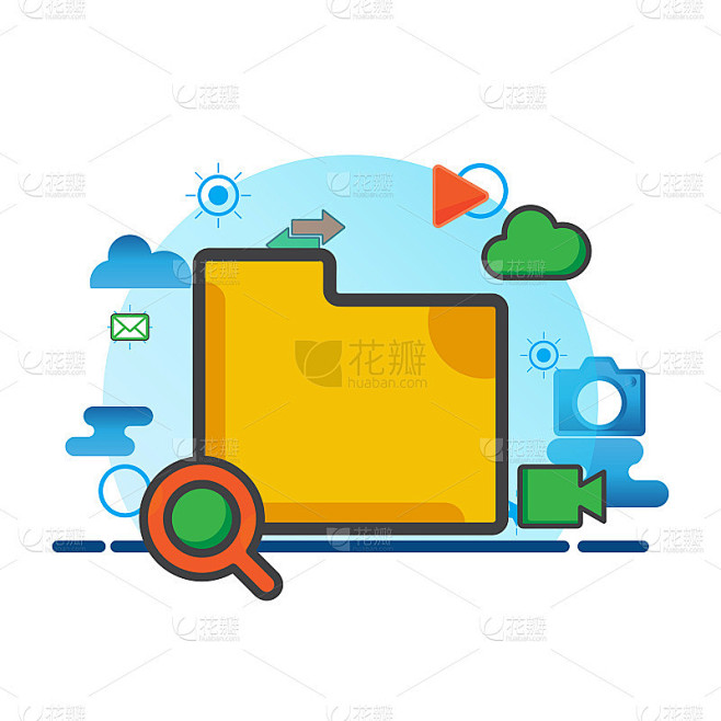文件夹插图。平面向量的图标。可用于，图标设计元素，ui，网页，应用程序。