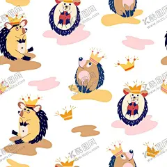 刺猬图案连续可爱 【酷图网】无缝,印花,循环,连续,图案,数码,布料,服装,童装,刺猬,刺猬插画,卡通刺猬,母婴用品,服饰,小刺猬,素材,元素,插画,插图,矢量,图片,刺猬图案,可爱,海报素材,背景,动物,手绘,Q版,刺猬元素,刺猬素材,底纹,平铺,睡衣,窗帘,涂鸦,时尚,简约,壁纸,童装图案,秋天,ai,萌,王冠,白色,拟人