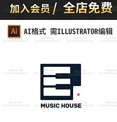 手绘小清新乐器音符钢琴萨克斯麦克风吉他卡通标志唱片矢量VI素材-淘宝网