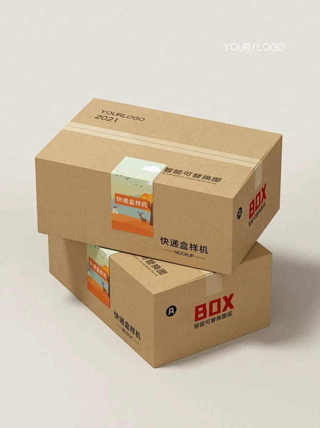 原创3D快递包装盒样机-花瓣网