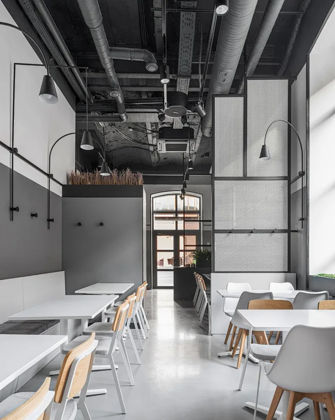 餐饮空间，咖啡厅设计，国外咖啡厅设计，Seeds'cafe，简约明亮风，工业风格咖啡厅-花瓣网