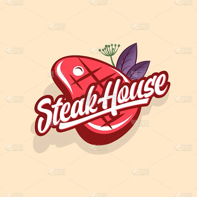 牛排的标志。肉店或餐厅之标志。素材-花瓣网