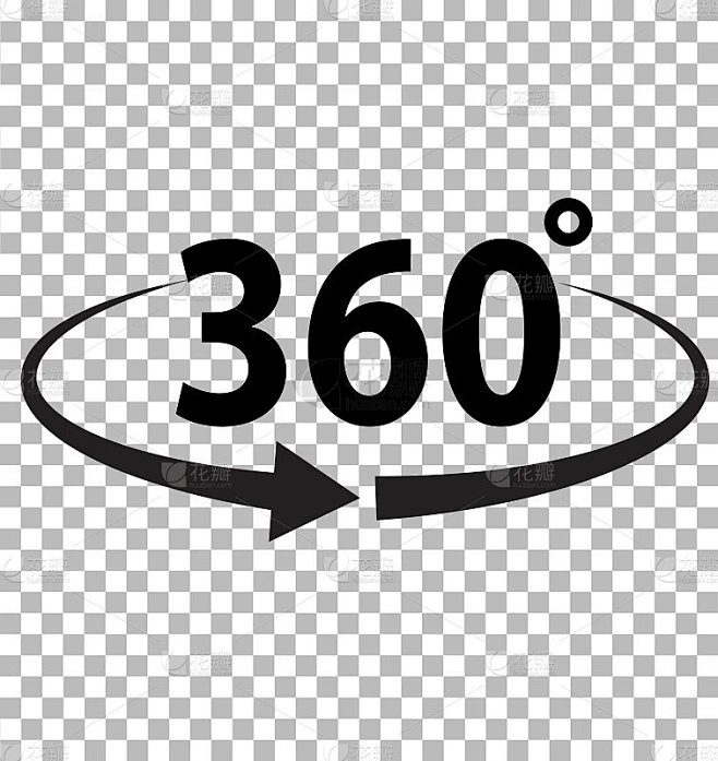 360 degrees icon on transparent background. flat s素材-花瓣网