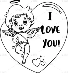 可爱的,婴儿,丘比特,黑白图片,贺卡,背景分离,浪漫,情人节卡,英国,翅膀