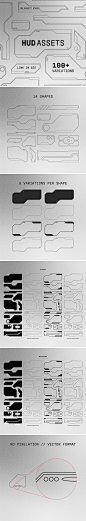 20矢量元素-100款潮流机能HUD几何线框科技图形矢量素材AI素材-淘宝网