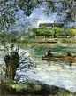 Willows and Figures in a Boat  -  1880, Pierre-Auguste Renoir