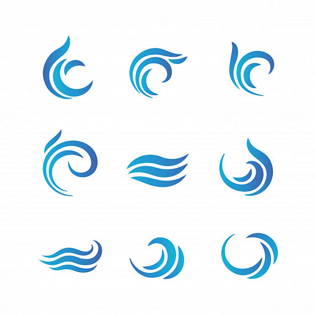 蓝色波浪水波logo标志矢量图素材